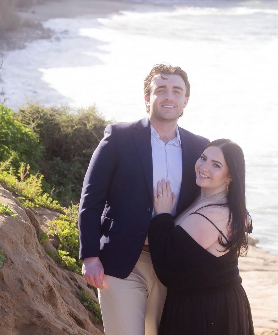 Lucca and Fiona at Sunset Cliffs on the day they got engaged